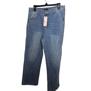 Mica's Light Wash Blue‎ Jeans Women's XL High Waist Straight Leg Denim Pants